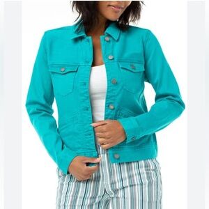 LIVERPOOL Temma Denim Jacket in Turquoise Size M